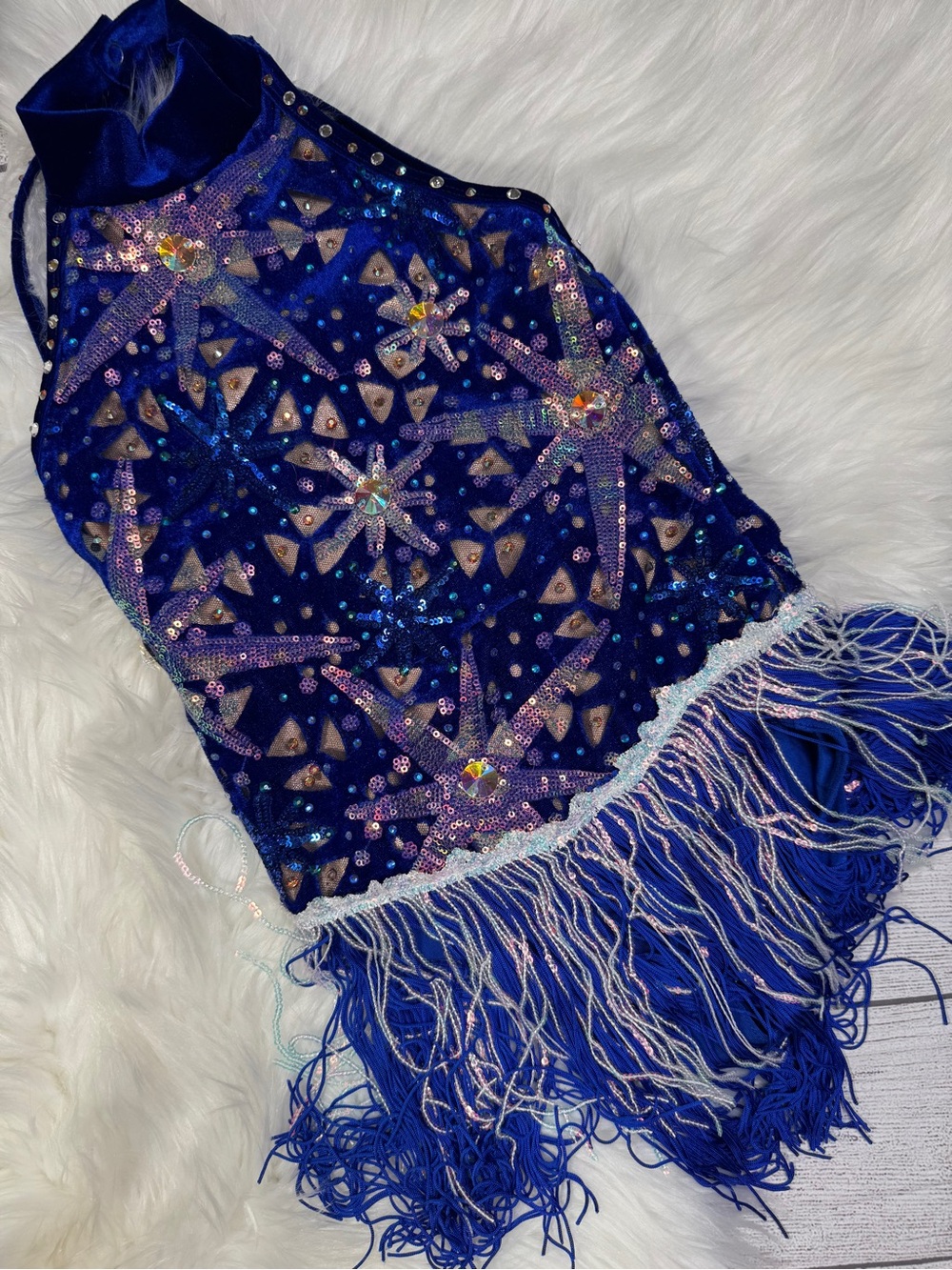 A Wish Come True North Star rhinestone fringe dance costume. Child ISC